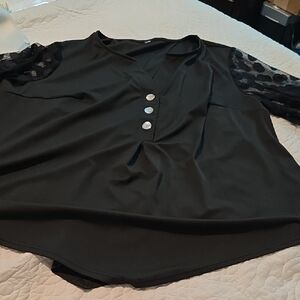 Elegant Black Top with Lace Sleeves